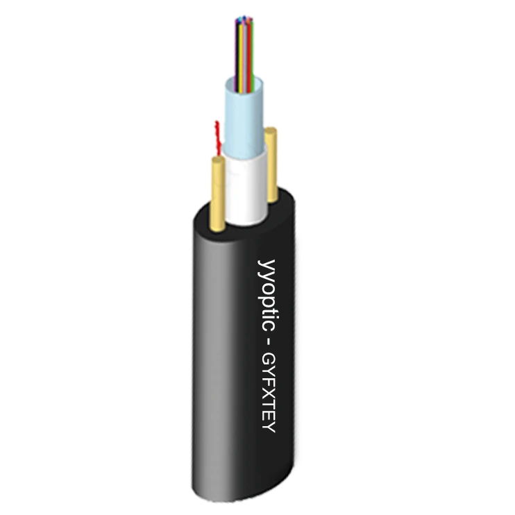 High-Quality GYFXTEY Central Loose Tube Fiber Optic Cable For Long-Distance Communication And FTTH Applications, Durable Waterproof Non-Metallic Reinforced Fiber Optic Cable